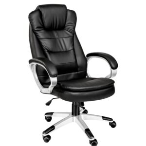 Fauteuil de bureau Tectake noir rembourré avec appui-tête et assise réglable