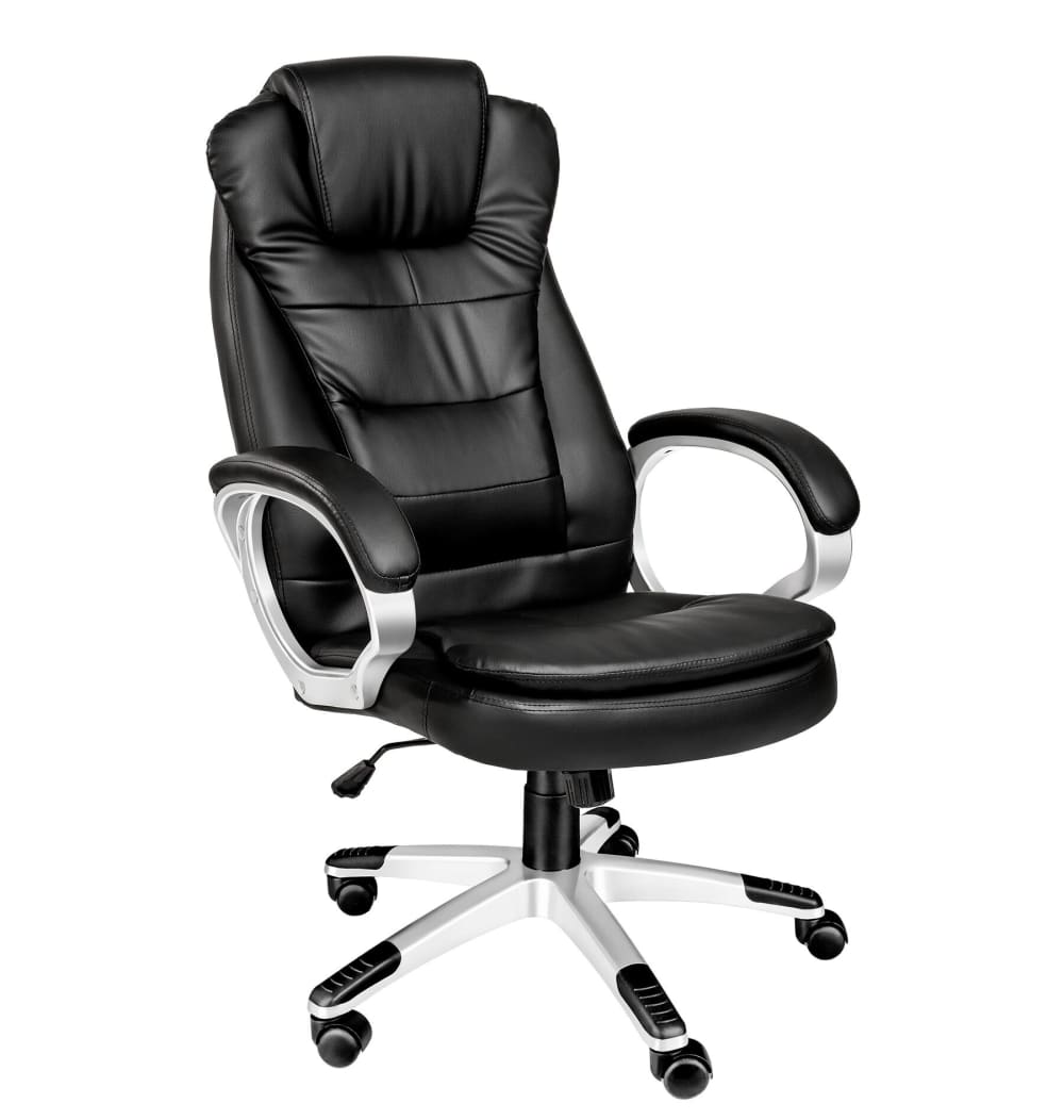 Fauteuil de bureau Tectake noir rembourré avec appui-tête et assise réglable