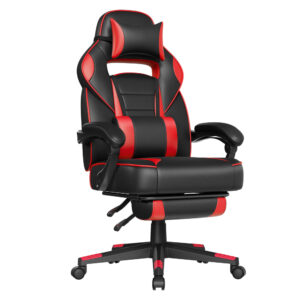 Fauteuil de bureau SONGMICS noir et rouge avec repose-pieds télescopique