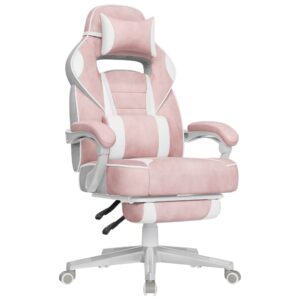 Fauteuil de bureau SONGMICS rose et blanc avec repose-pieds télescopique