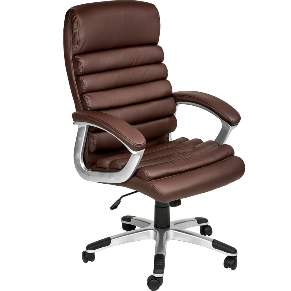 Fauteuil de bureau PAUL marron avec accoudoirs et dossier rembourré — vue 2