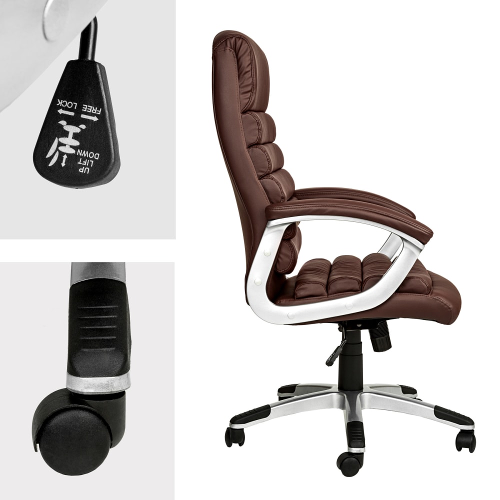 Fauteuil de bureau PAUL marron avec accoudoirs et dossier rembourré — vue 4