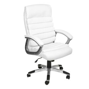 Fauteuil de bureau PAUL Tectake blanc avec assise rembourrée et accoudoirs
