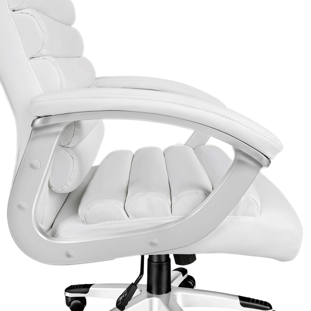 Fauteuil de bureau PAUL Tectake blanc avec assise rembourrée et accoudoirs — vue 5