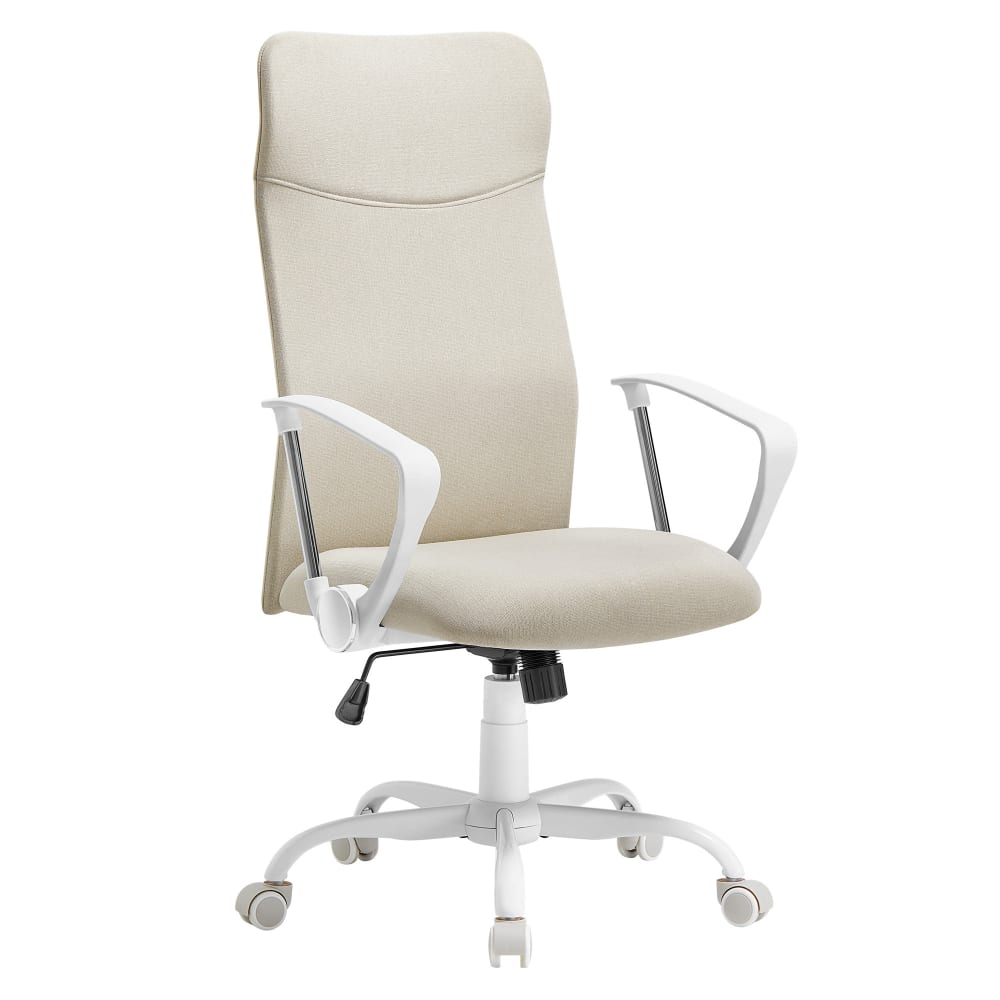 Fauteuil de bureau SONGMICS beige à assise rembourrée et dossier de 65 cm