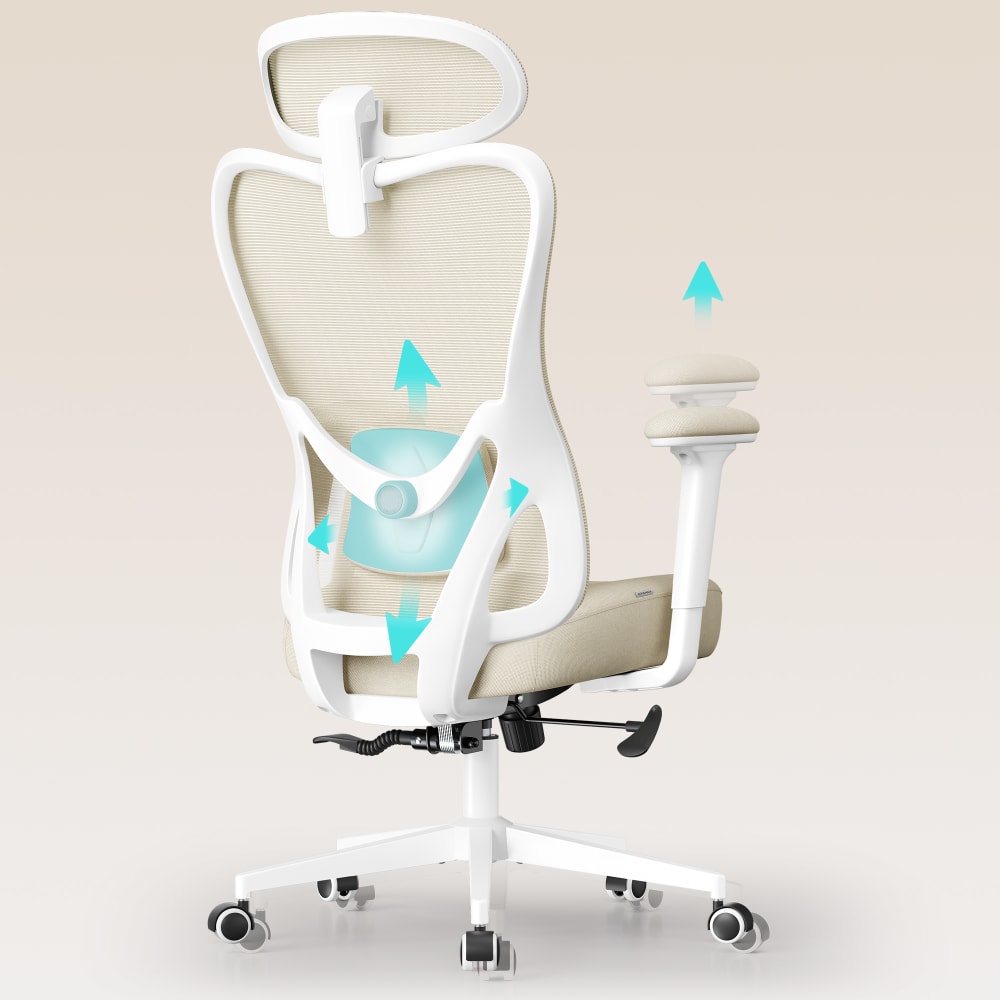 Fauteuil de bureau SONGMICS beige avec dossier en maille et accoudoirs réglables