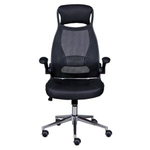 Fauteuil de bureau Altobuy Waltus noir avec dossier mesh, appui-tête et pieds chromés