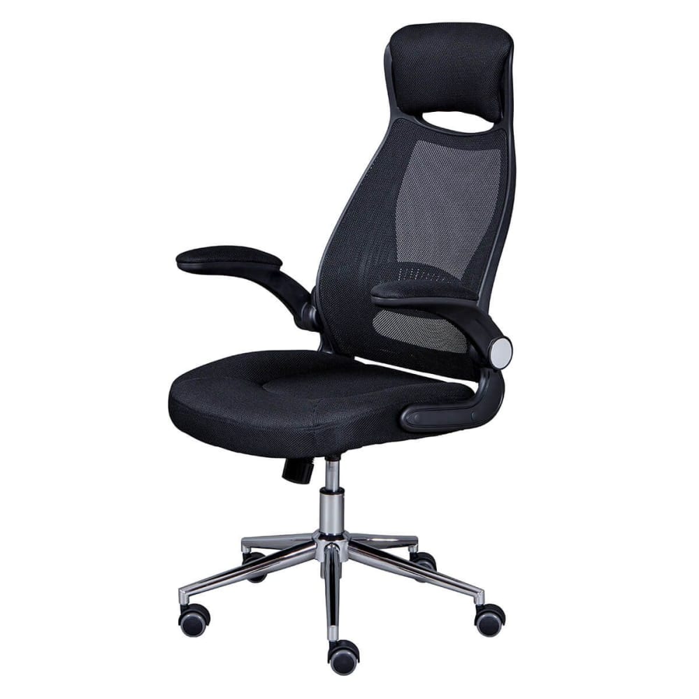 Fauteuil de bureau Altobuy Waltus noir avec dossier mesh, appui-tête et pieds chromés — vue 8