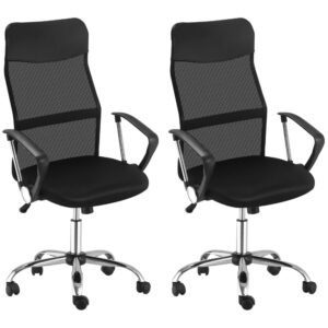 Fauteuil de bureau Homcom noir avec dossier en maille et assise rembourrée