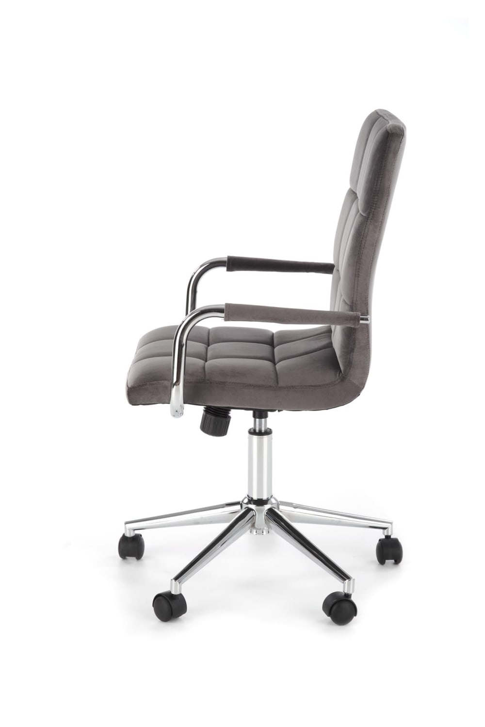 Siège de bureau enfant MSO en velours gris avec structure chromée — vue 2