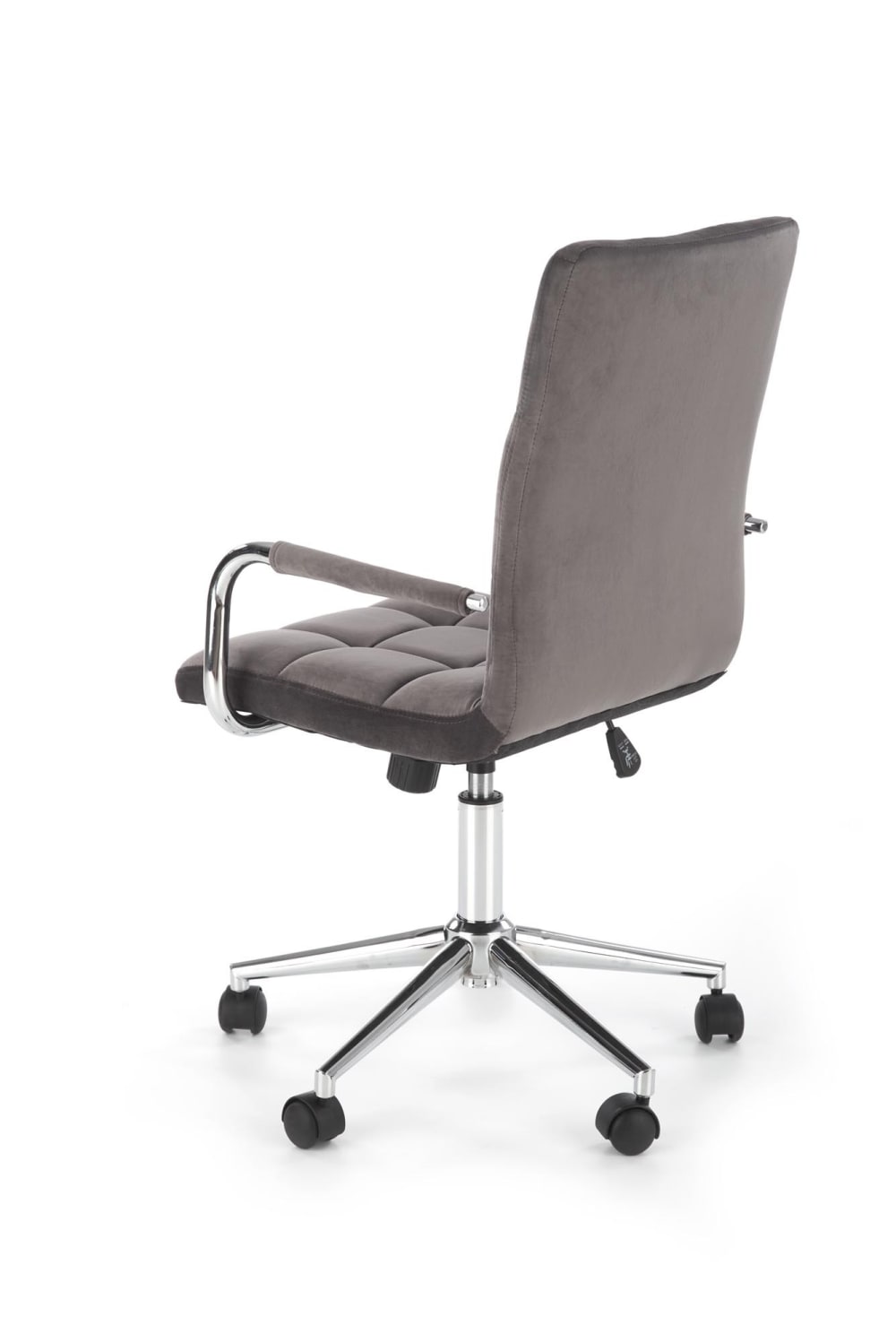 Siège de bureau enfant MSO en velours gris avec structure chromée — vue 3