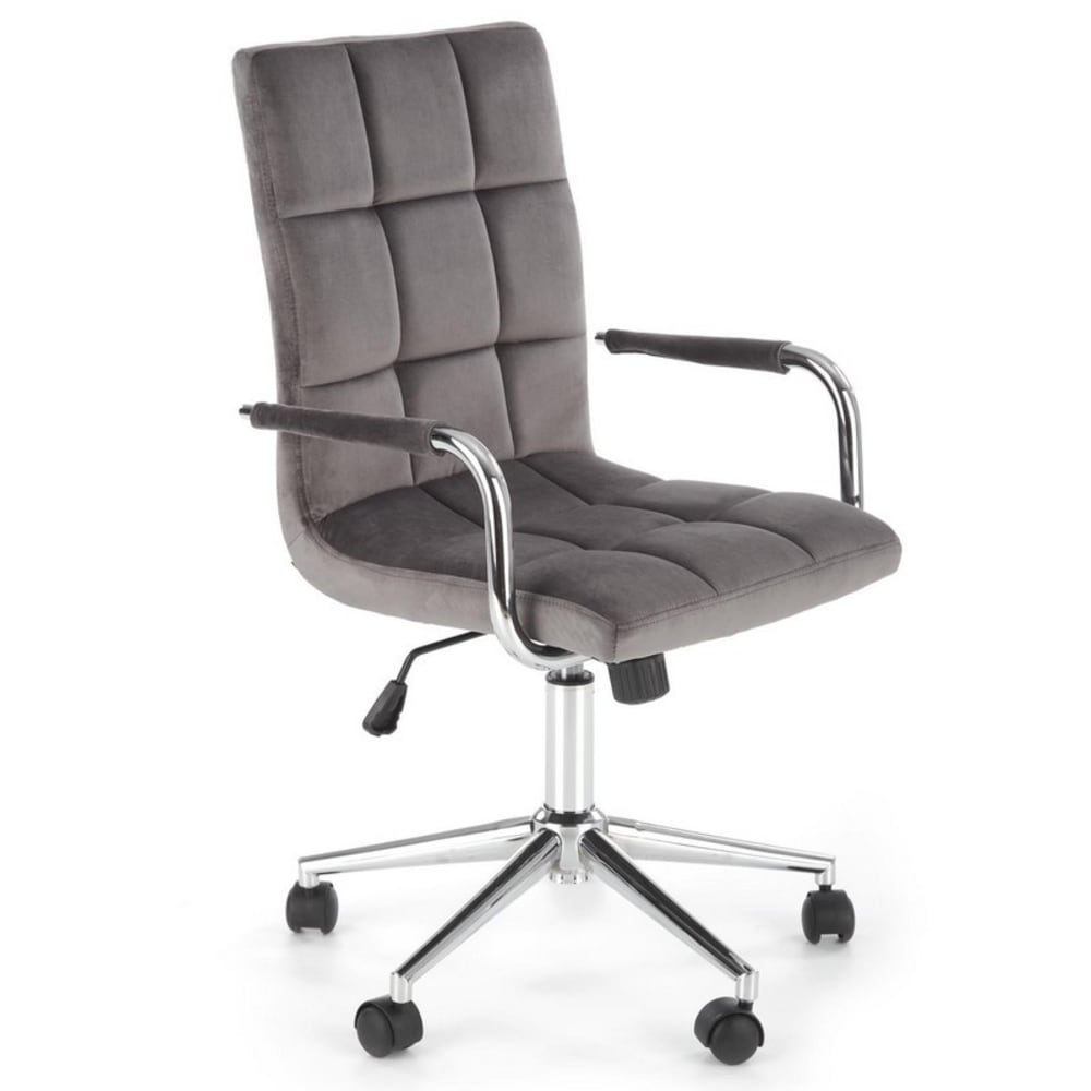Siège de bureau enfant MSO en velours gris avec structure chromée