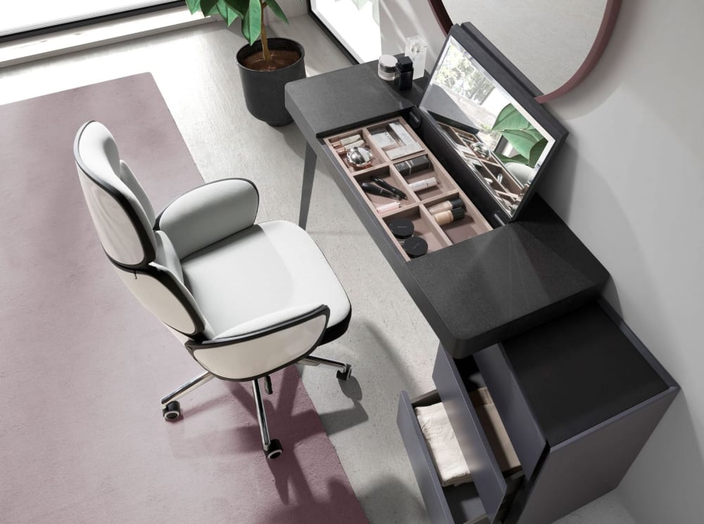 Fauteuil de bureau Angel Cerda 4142 avec assise grise et dossier blanc brillant — vue 4