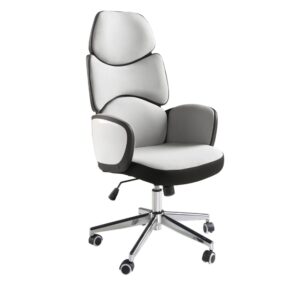 Fauteuil de bureau Angel Cerda 4142 avec assise grise et dossier blanc brillant