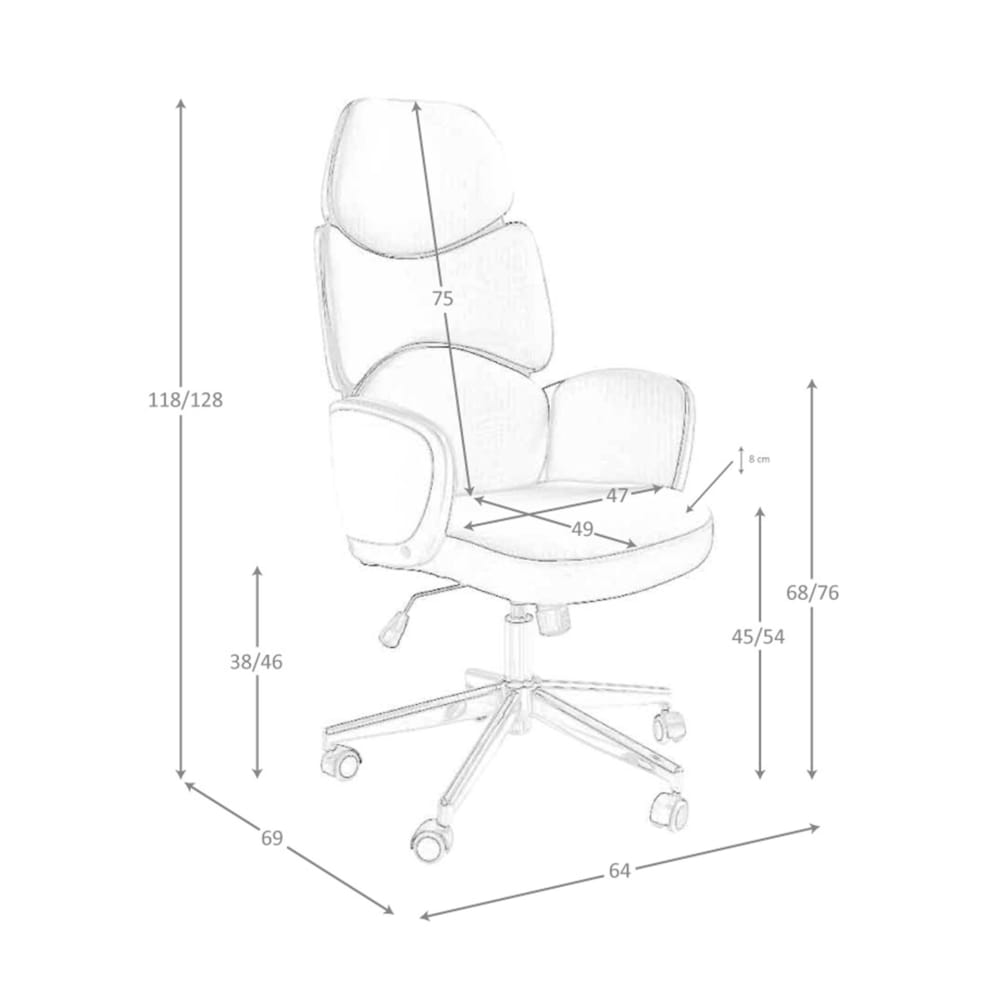 Fauteuil de bureau Angel Cerda 4142 avec assise grise et dossier blanc brillant — vue 7